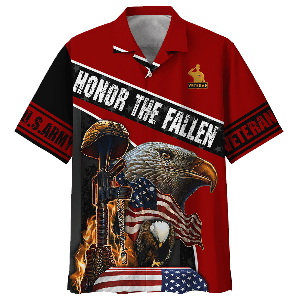 Army Eagle Honor The Fallen Red Hawaiian Shirt