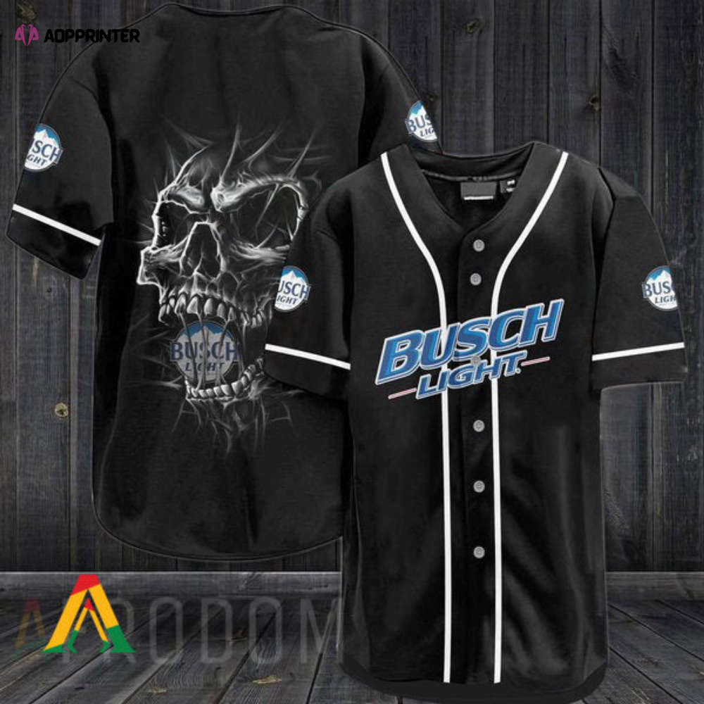 Black Skull Busch Light Baseball Jersey