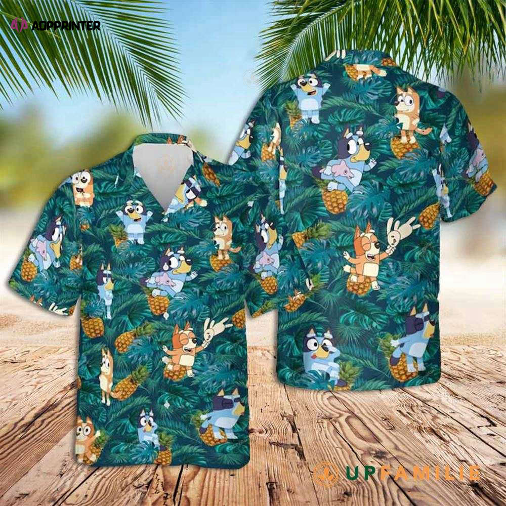 Bluey Funny Hawaiian Beach Shirt: Vibrant & Comical Bluey Design