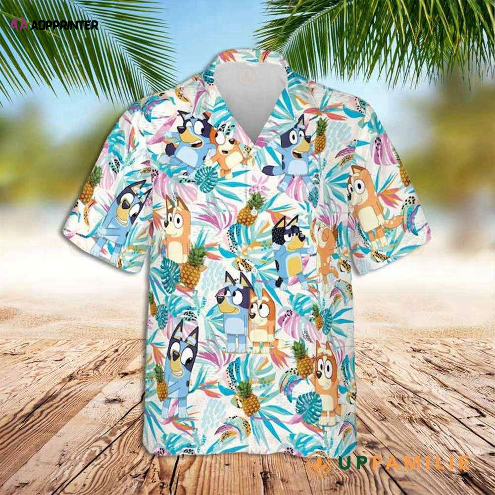 Bluey Kids Hawaiian Shirt – Vibrant Bluey Design for a Fun Tropical Look!