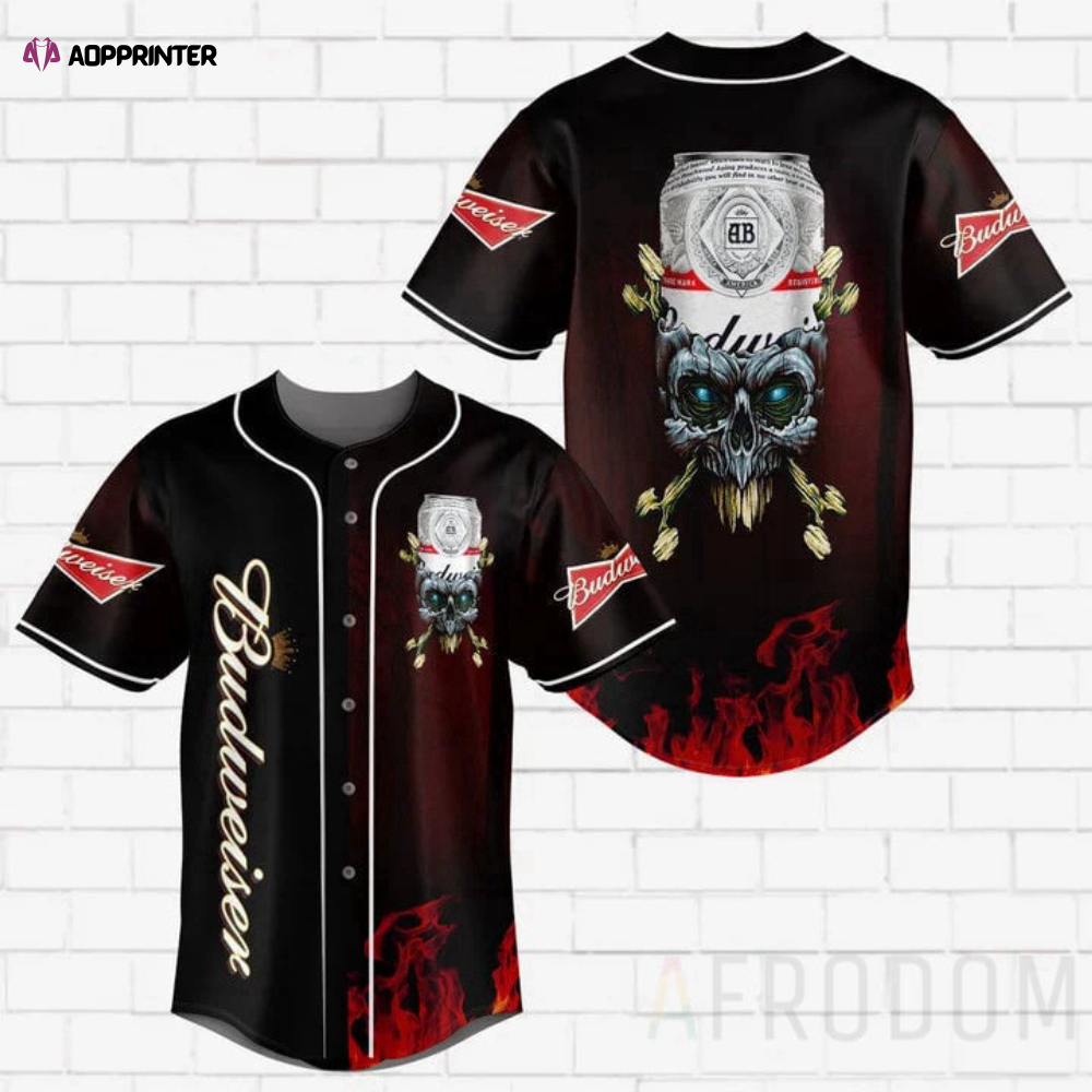 Budweiser Baseball Jersey with Skull Design: Stylish and Unique Statement Piece