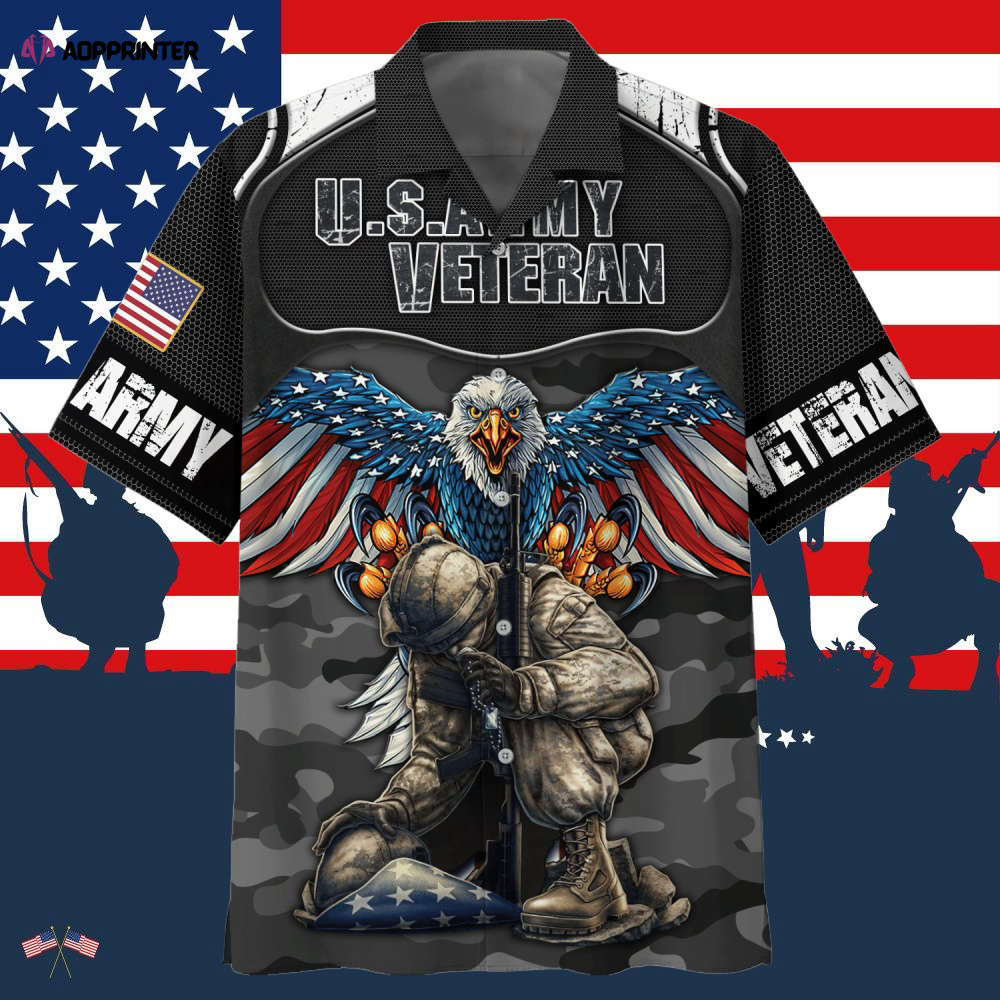 Eagle U.S. Army Veteran Fire Hawaiian Shirt