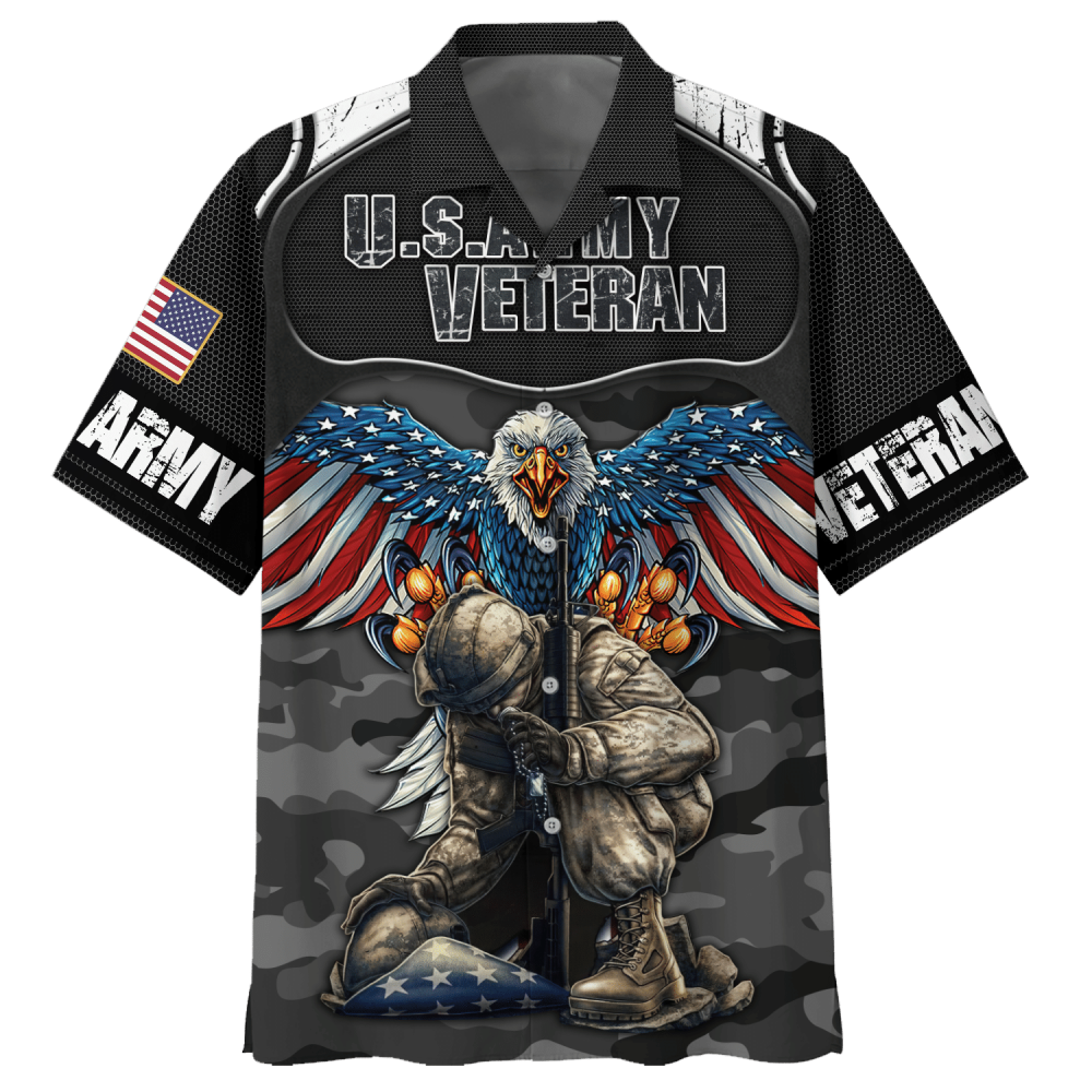 Eagle U.S.Army Veteran Black Hawaiian Shirt