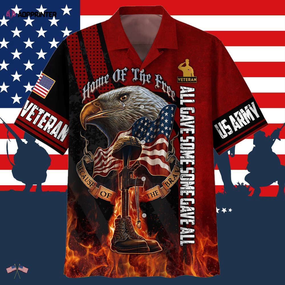 Eagle U.S. Army Veteran Fire Hawaiian Shirt