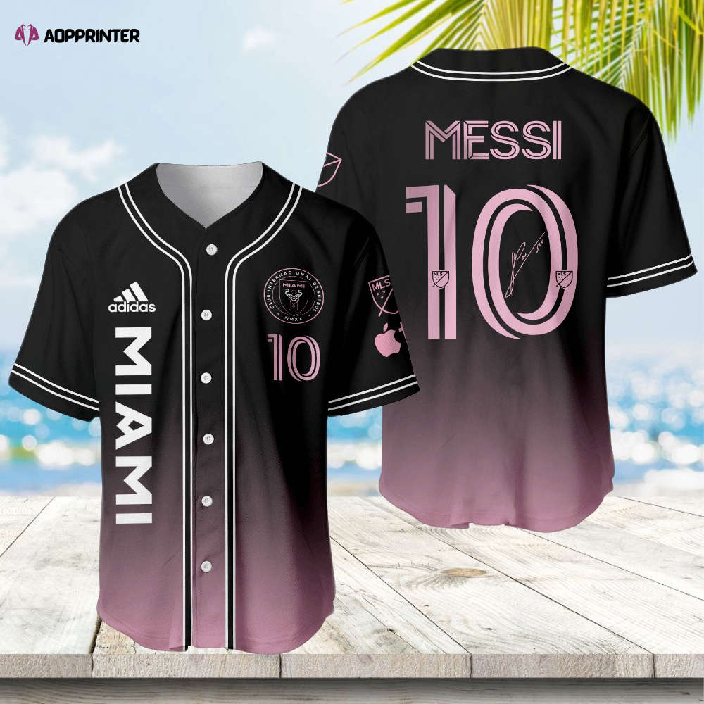 Exclusive Lionel Messi Signed Inter Miami FC 3D Baseball Jersey – Black Pink Gradient