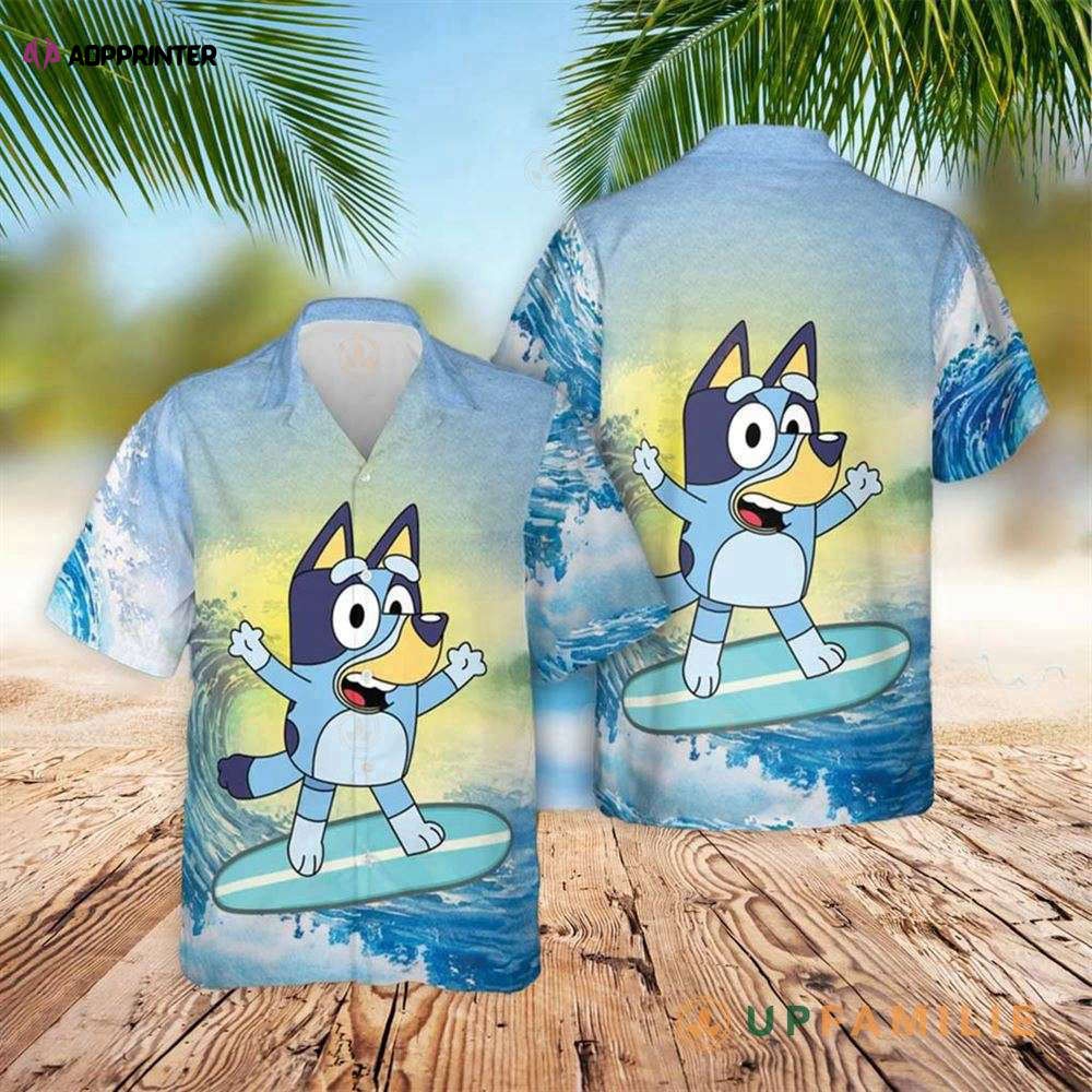 Get Beach-Ready with the Bluey Funny Hawaiian Shirt - Vibrant Bluey ...