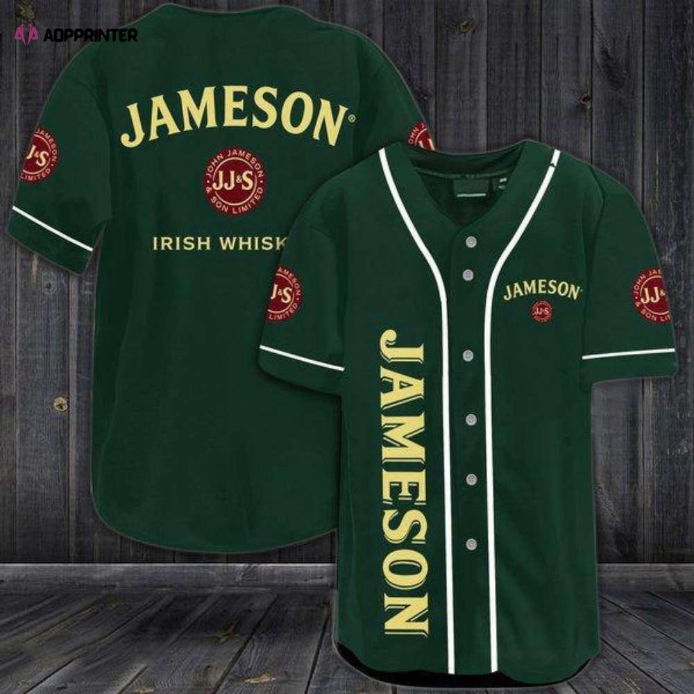 Custom Green Jameson Whiskey Baseball Jersey – Personalized for You!