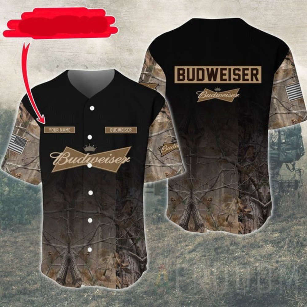 Personalized Deer Hunting Budweiser Baseball Jersey