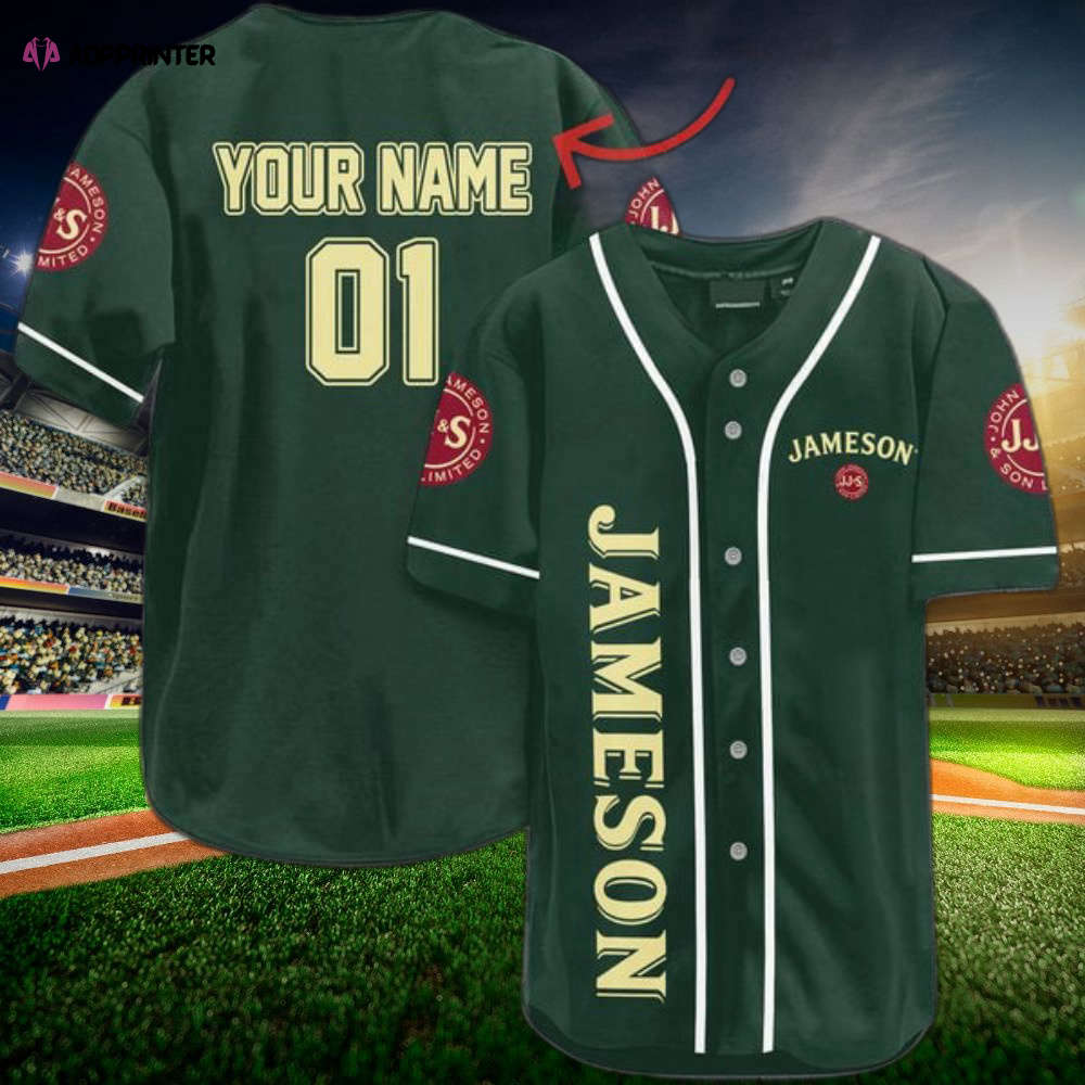 Personalized Green Jameson Whiskey Baseball Jersey