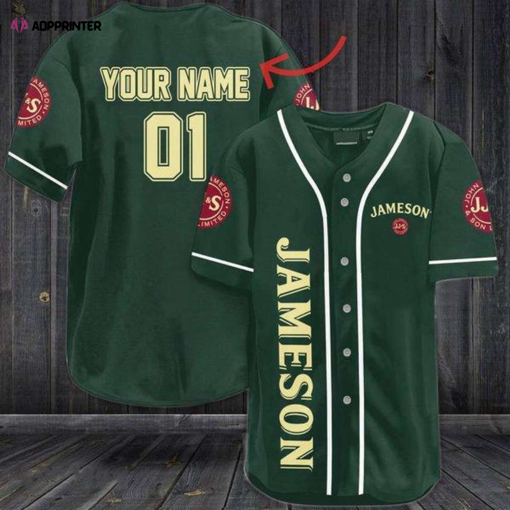 Custom Green Jameson Whiskey Baseball Jersey – Personalized for You!