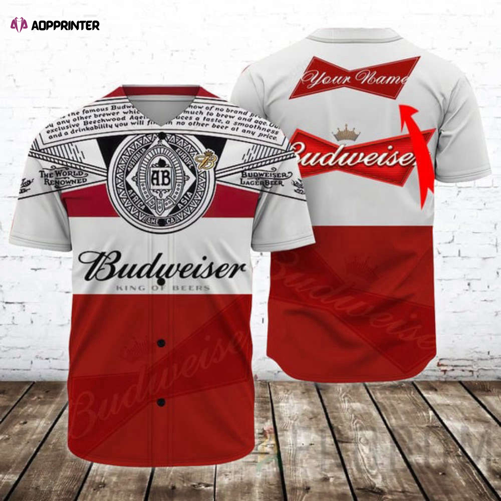 Personalized Retro Budweiser Beer Baseball Jersey