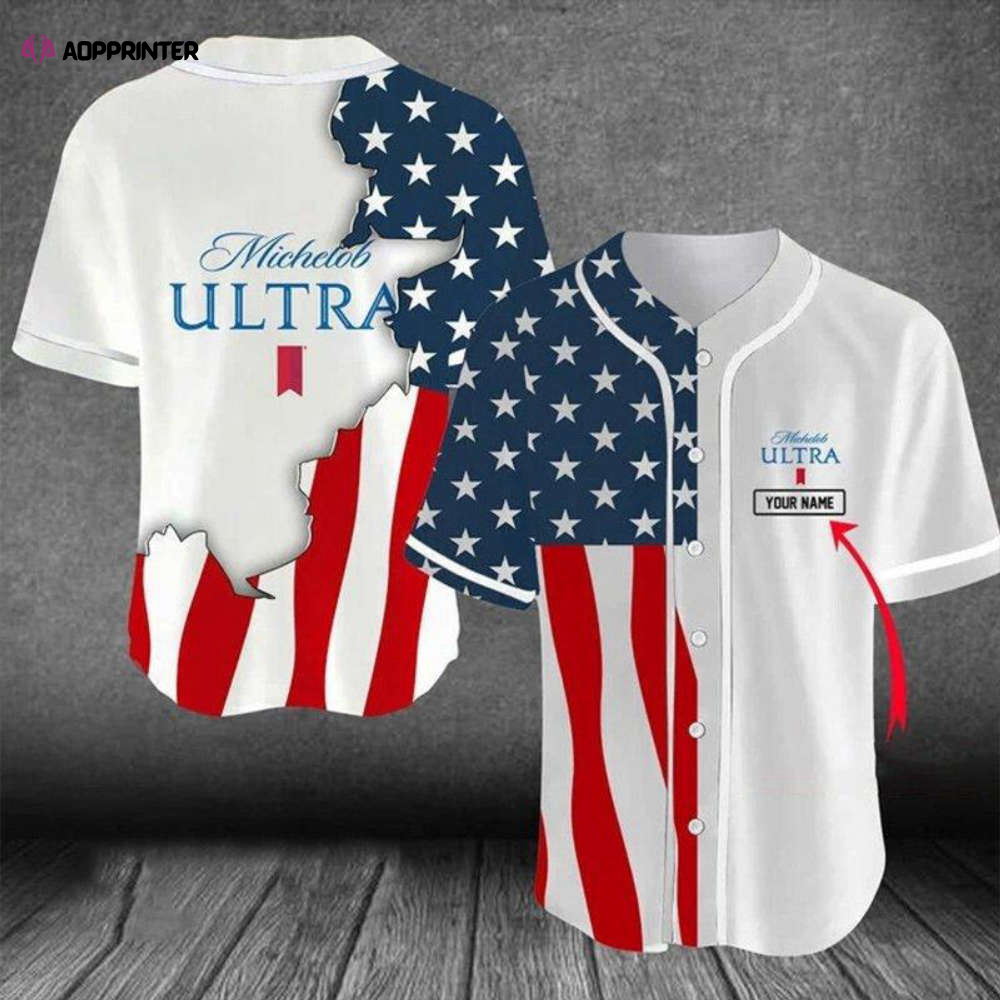 Customized US Flag Michelob Ultra Baseball Jersey: Personalized Patriotic Apparel