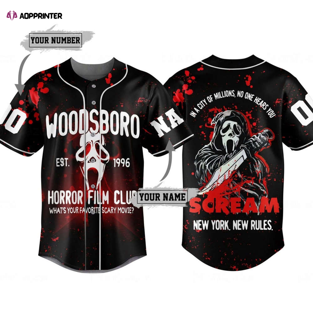 Spooky Ghostface Scream Horror Movie Halloween Baseball Jersey Shirt