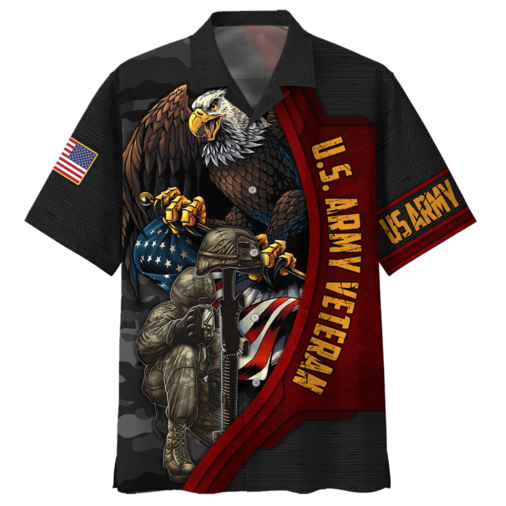 Soldiers And Eagle Us Army Veteran Hawaiian Shirt - Aopprinter