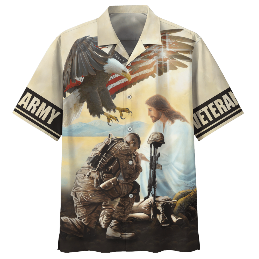 Soldiers And Jesus Army Veteran Hawaiian Shirt