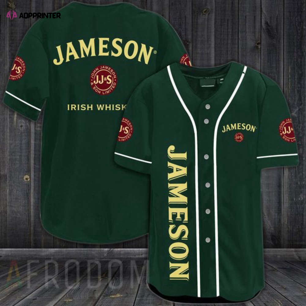 Stylish Green Jameson Whiskey Baseball Jersey – Perfect Blend of Whiskey & Sport