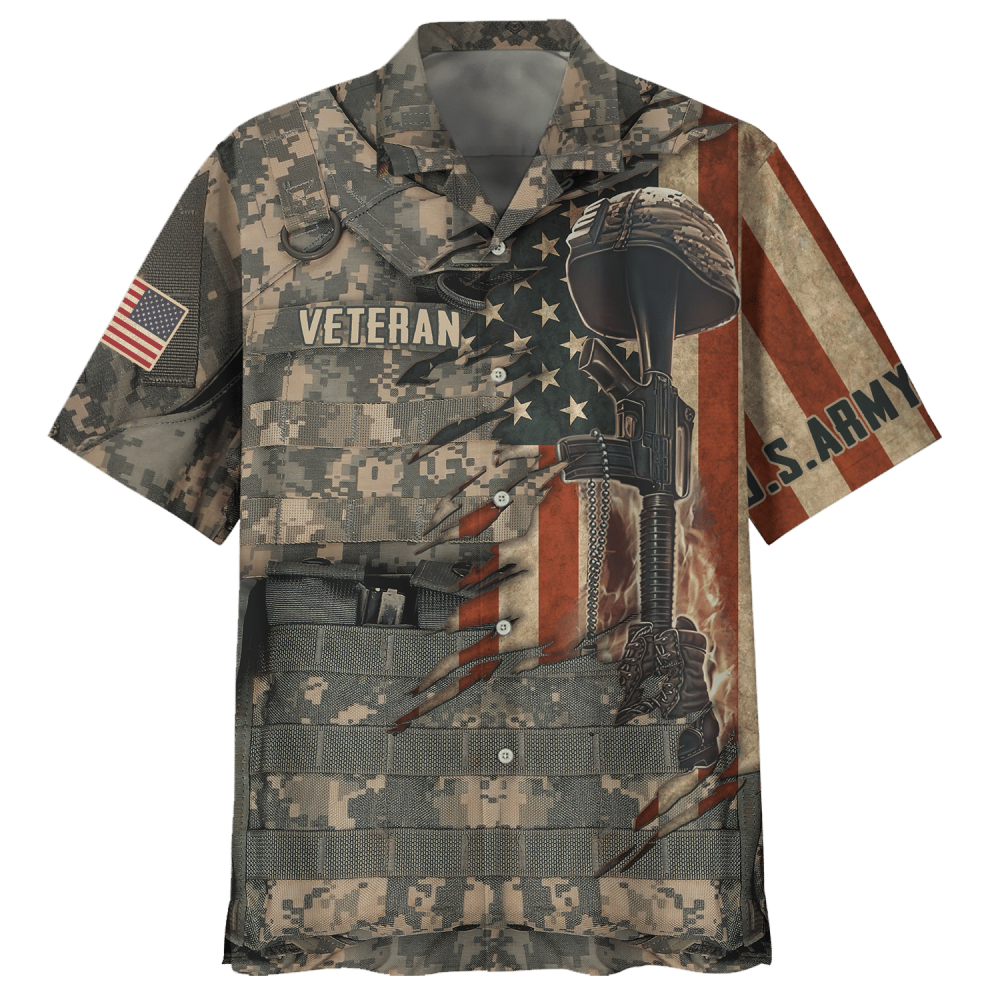 Us Army Veteran Gun Hawaiian Shirt - Aopprinter