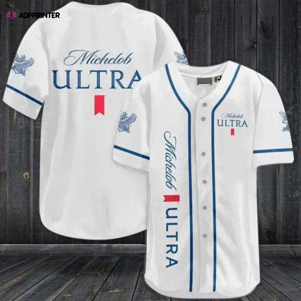 Stylish White Michelob Ultra Baseball Jersey – Perfect for Sports Enthusiasts!