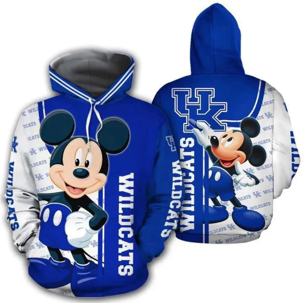 Cheer The Team With Mickey Mouse Paints Logo Kentucky Wildcats 3D Hoodie