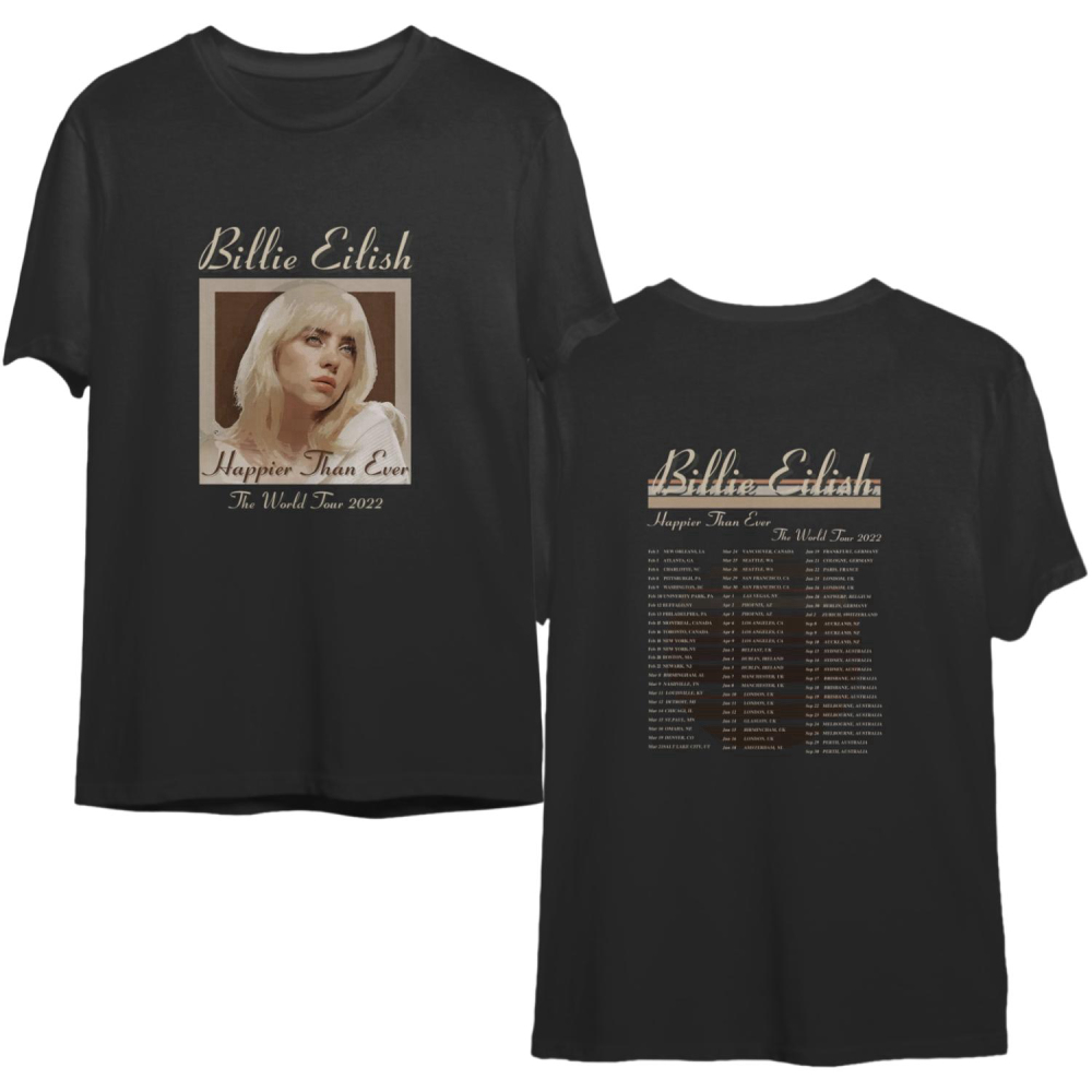 Billie Eilish The Happier Than Ever World Tour 2022 Double Sided Shirt