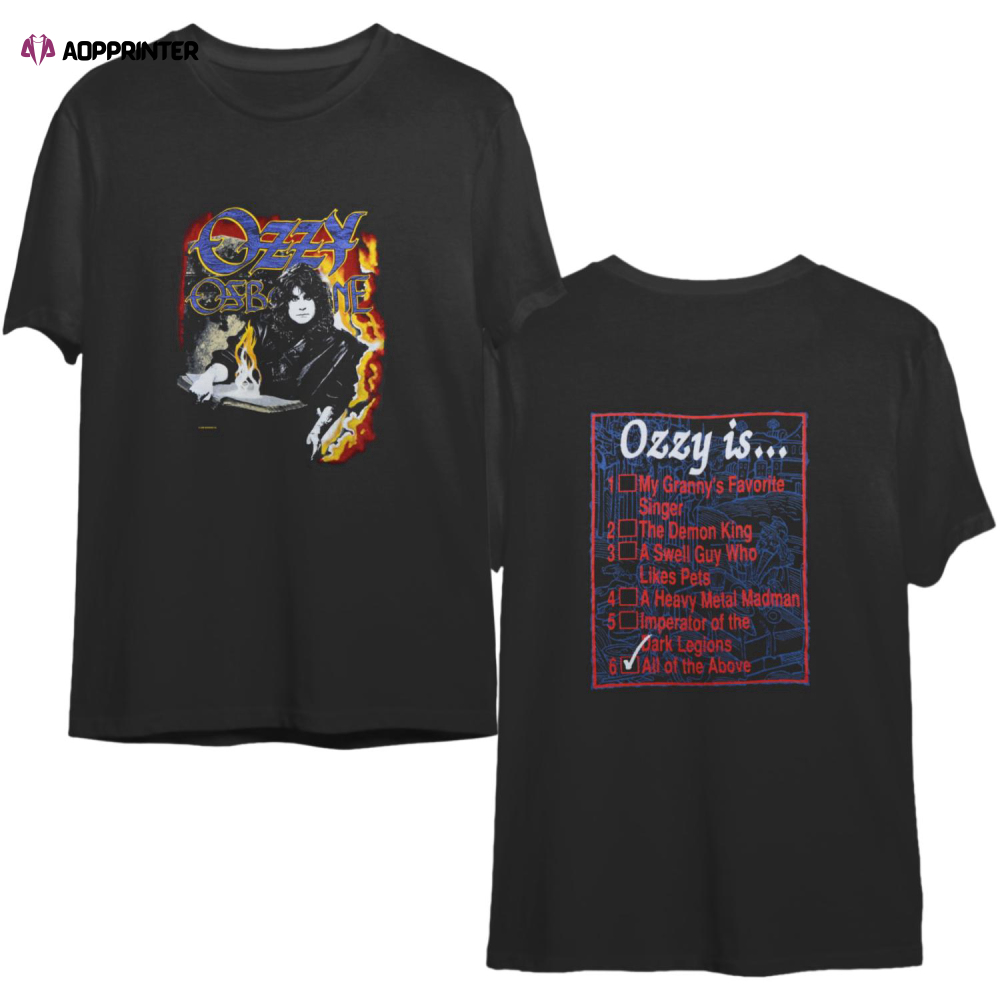 1988 Ozzy Osbourne No Rest For The Wicked Checklist T-Shirt