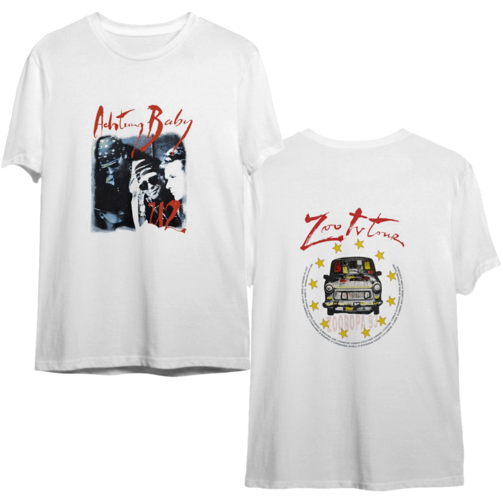 1993 U2 Achtung Baby ZooRopa Album promo T-Shirt, U2 Rock band Shirt, U2 Zoo TV Tour 1993 T-Shirt