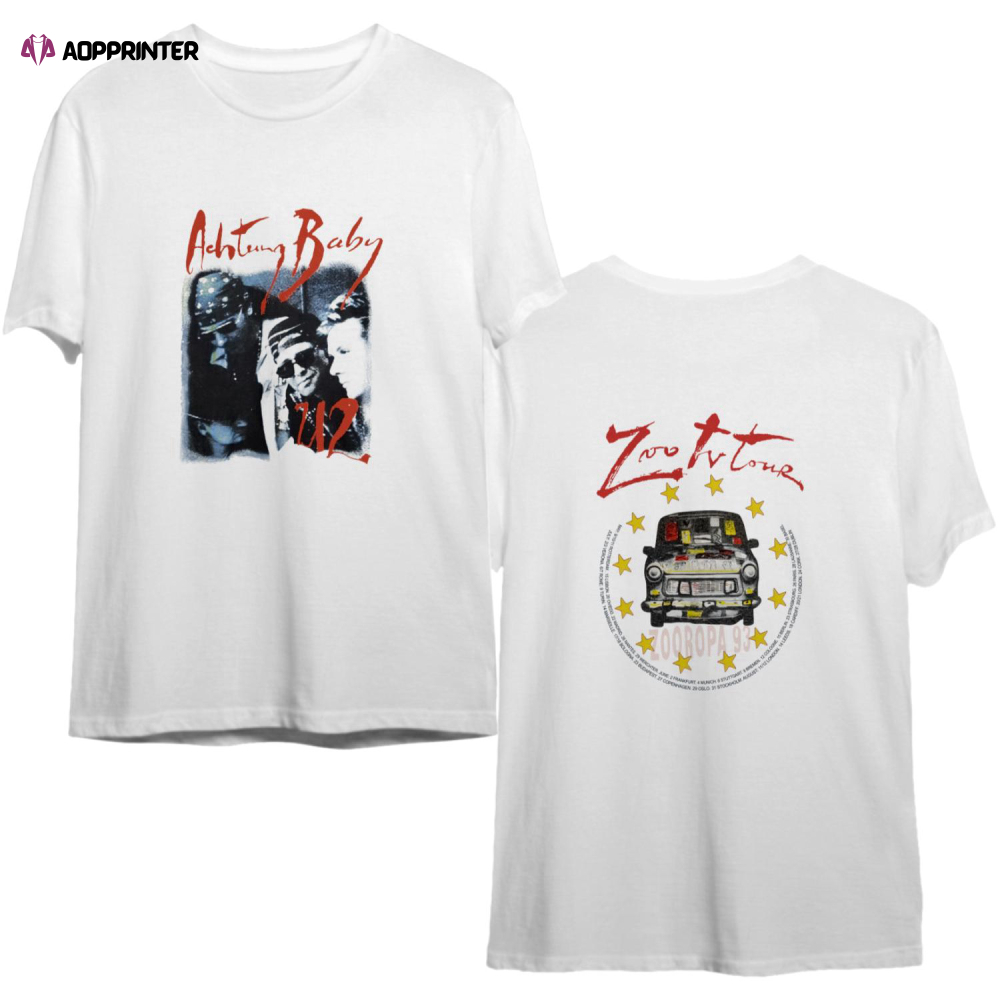 1993 U2 Achtung Baby ZooRopa Album promo T-Shirt, U2 Rock band Shirt, U2 Zoo TV Tour 1993 T-Shirt