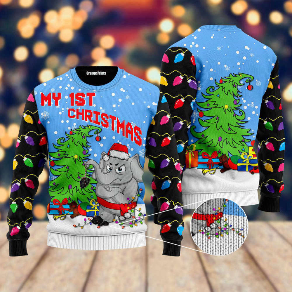 1st Ugly Christmas Elephant Sweater – Festive Apparel for Men & Women