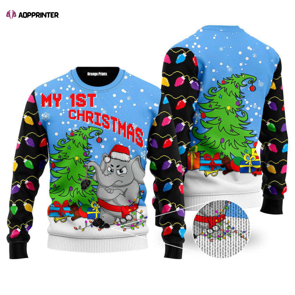 1st Ugly Christmas Elephant Sweater – Festive Apparel for Men & Women