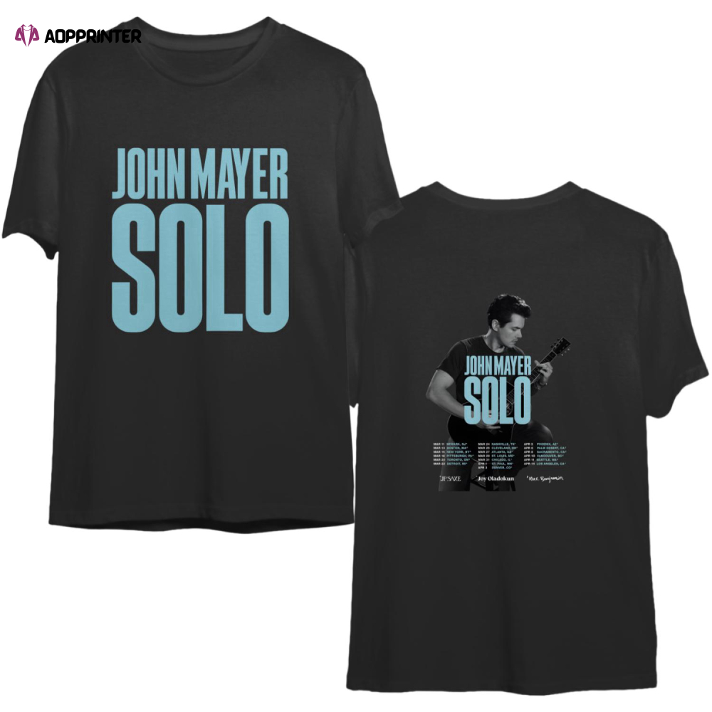 2023 John Mayer Solo Tour 2 sides T-Shirt, John Mayer Sob Rock Tour T-Shirt