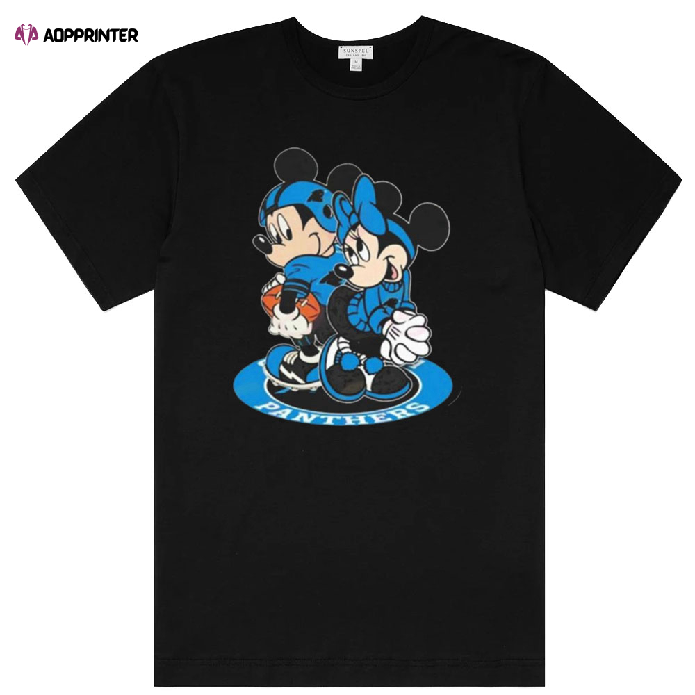 2023 NFL Carolina Panthers Mickey Mouse And Minnie Mouse Shirt Gift For Fan