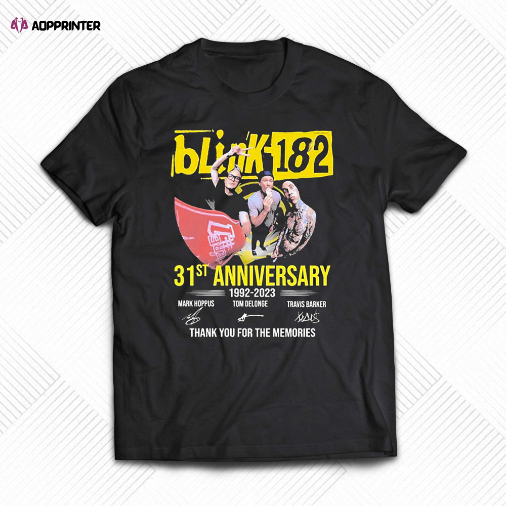 31st Anniversary 1992-2023 Blink-182 Band Thank You For The Memories Signatures Shirt