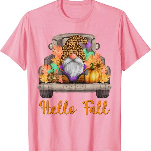 4pNO Truck Gnomes Hello Fall Pumpkin Autumn Thanksgiving T-Shirt