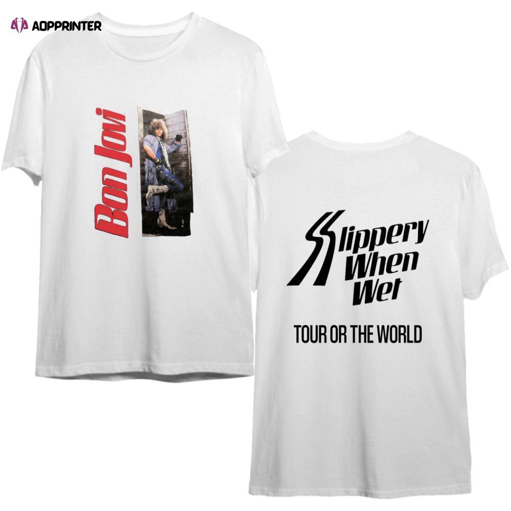 80s Bon Jovi Slippery When Wet World Tour Concert T-Shirt