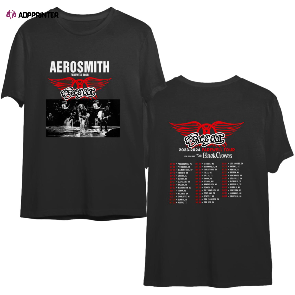 Aerosmith 2023 – 2024 Peace Out Farewell Tour The Black Crowes Tour Shirt