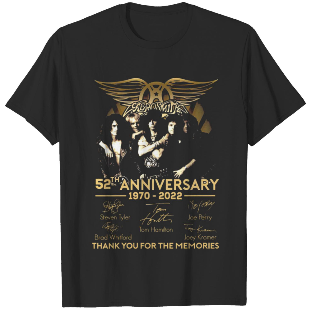 Aerosmith 52th Anniversary 1970-2022 Signatures T-Shirt, Aerosmith Shirt Gift For Fan, Aerosmith Band Shirt