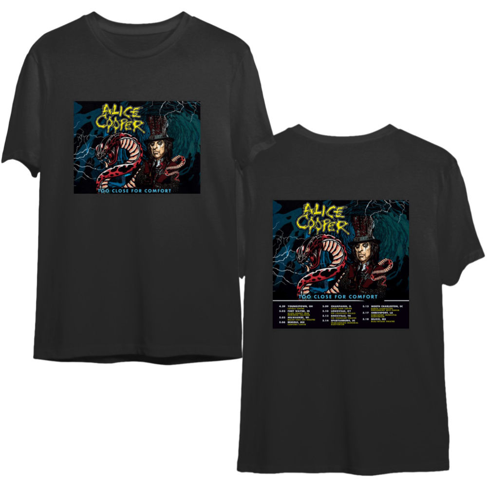 Alice Cooper Shirt, Too Close For Comfort Tour 2023 Double Sided Shirt
