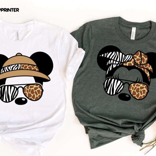 Animal Kingdom Safari couple shirts, Disney Mickey Minnie safari mode