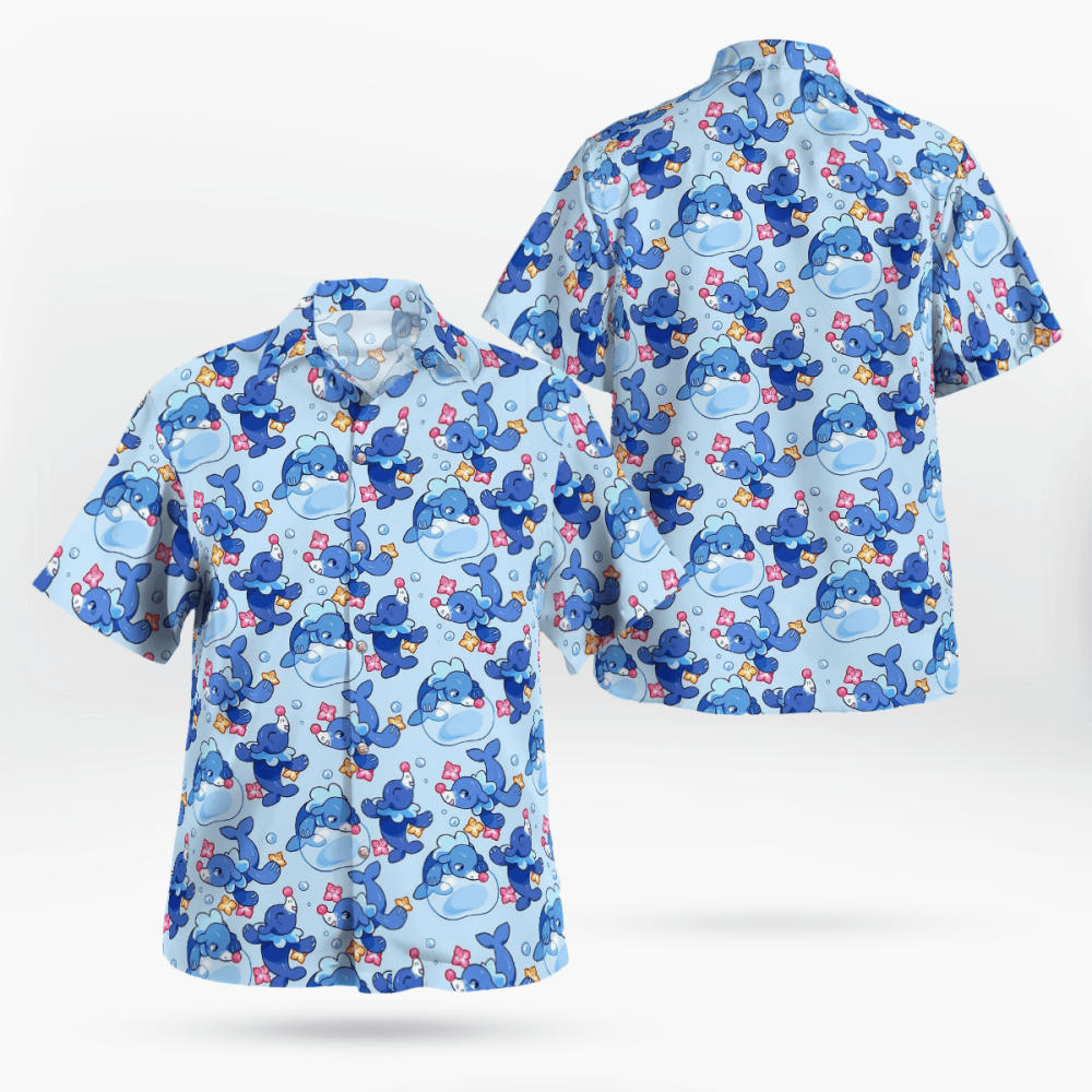 Get Tropical with Ashimari Pokemon Cute Hawaiian Shirt – Perfect for Pokemon Fans
