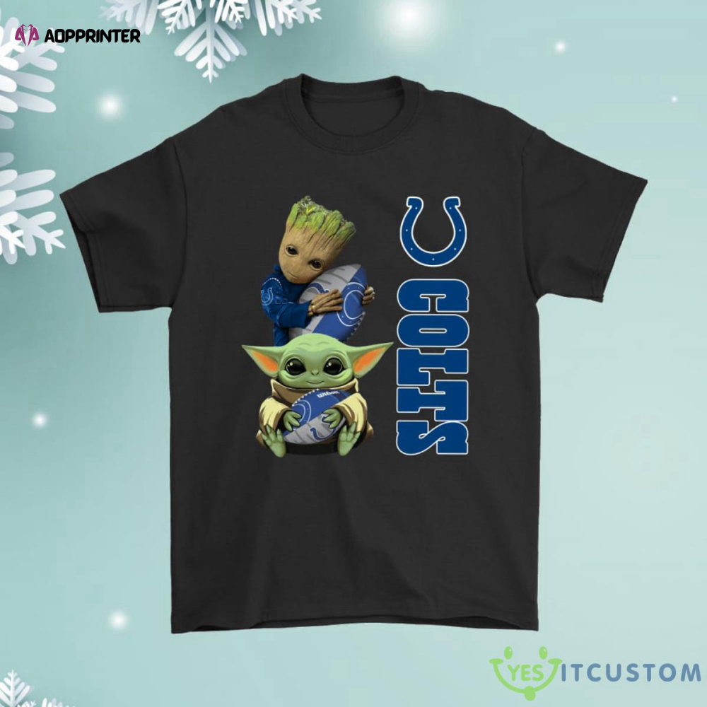 Baby Yoda And Groot Hug Indianapolis Colts Shirt