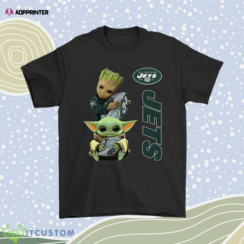 Baby Yoda And Groot Hug New York Jets Nfl Men Women Shirt