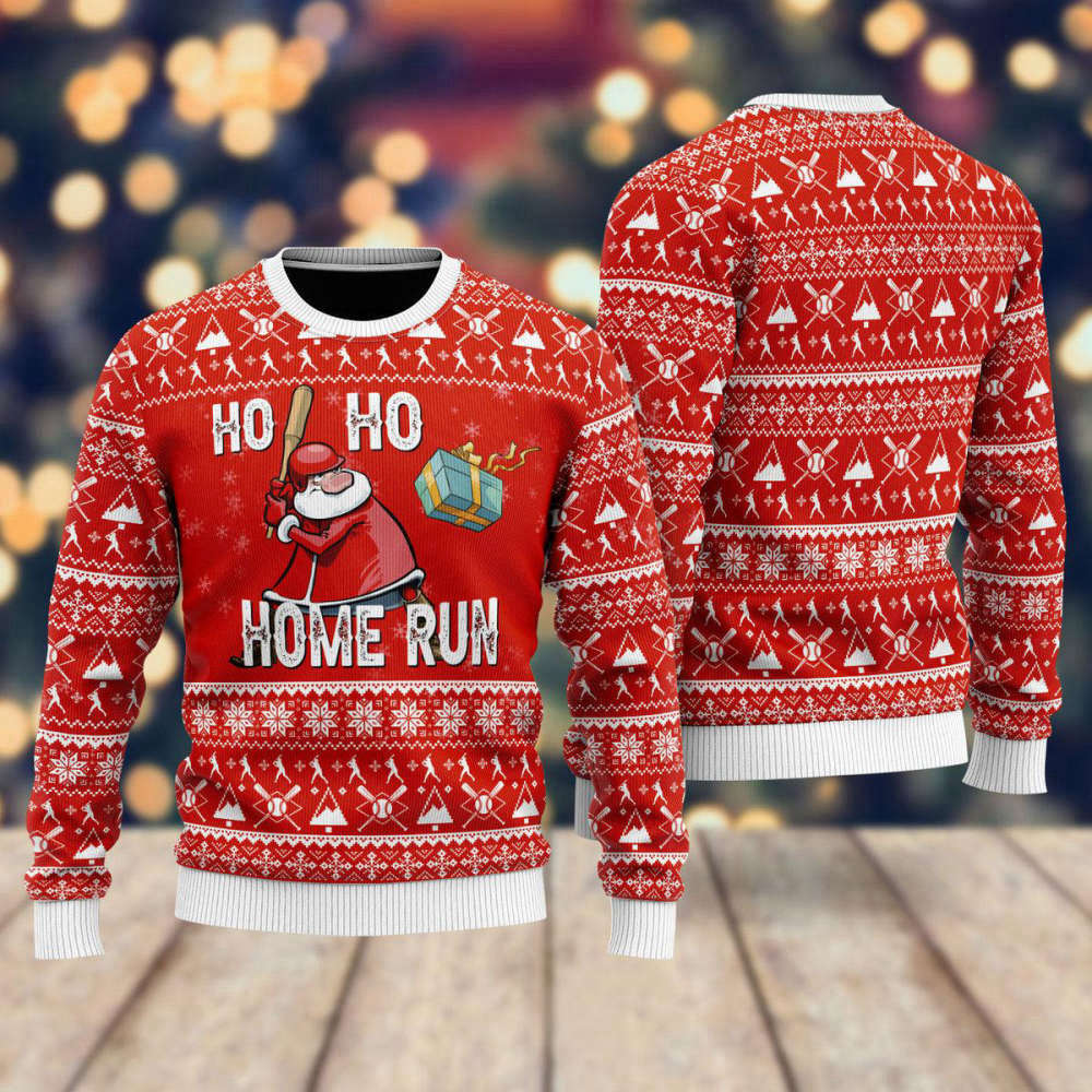 Baseball Ho Ho Homerun Ugly Christmas Sweater – Perfect for Men & Women UH1506