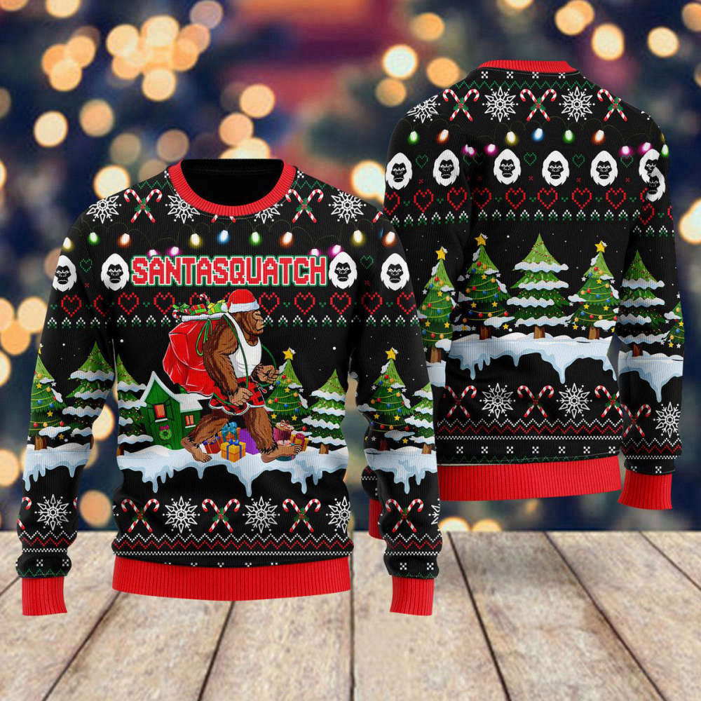 Bigfoot Christmas Santasquatch Ugly Sweater: Festive & Fun Holiday Apparel for Men & Women