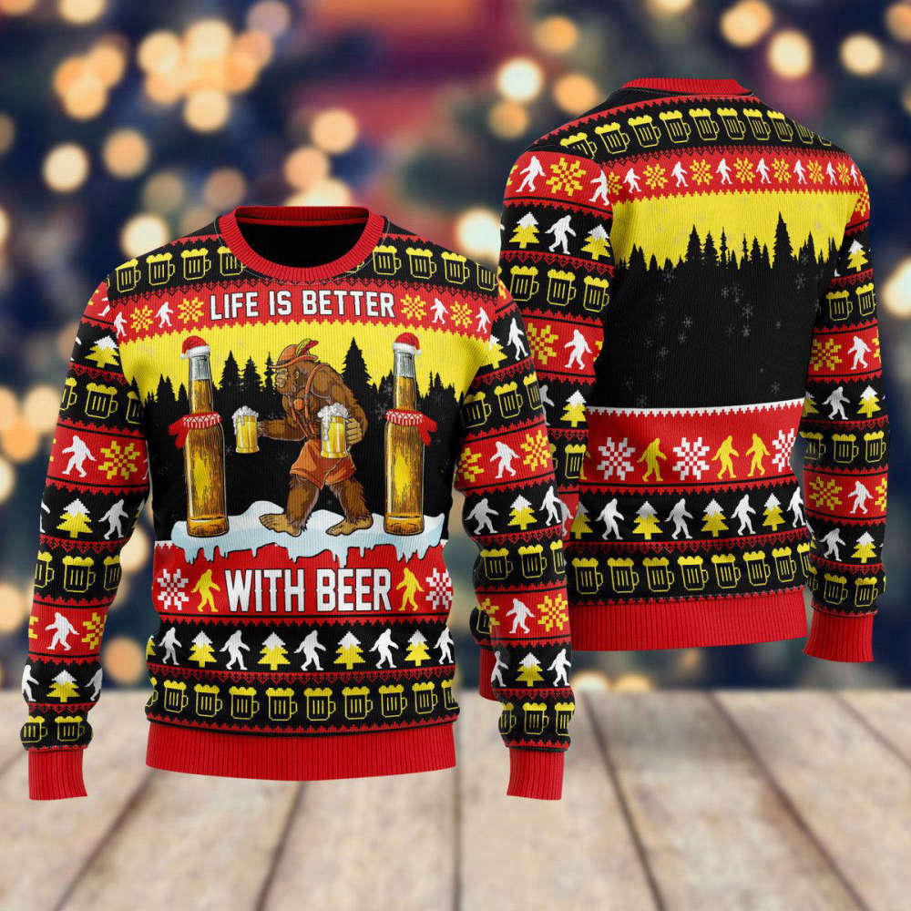 Bigfoot Christmas Ugly Sweater: Beer-Themed Fun for Men & Women – UH1502 – Shop Now!