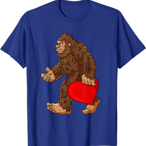 Bigfoot Heart Valentine’s Day Boys Girls Kids Sasquatch T-Shirt