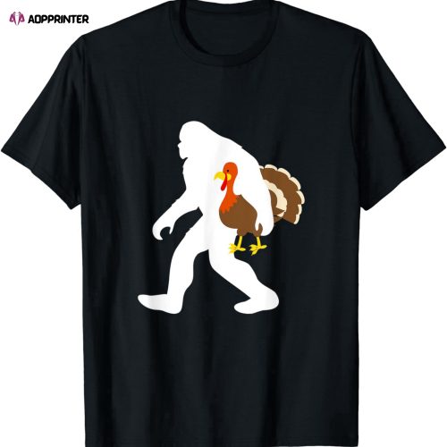 Bigfoot Thanksgiving T-Shirt Funny Sasquatch Turkey Gift