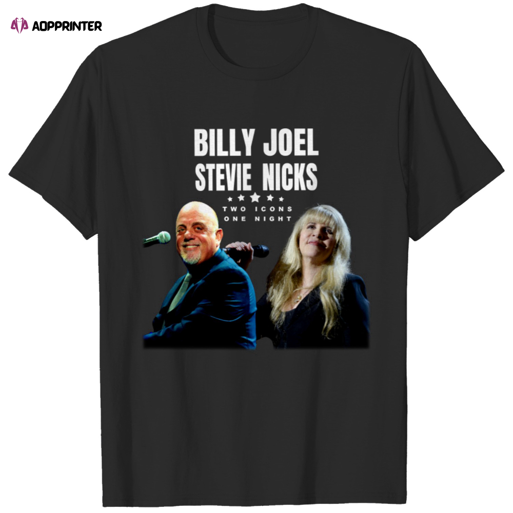 2023 Billy Joel Stevie Nick Two Icons One Night Shirt, Billy Joel Stevie Nick Signatures Shirt