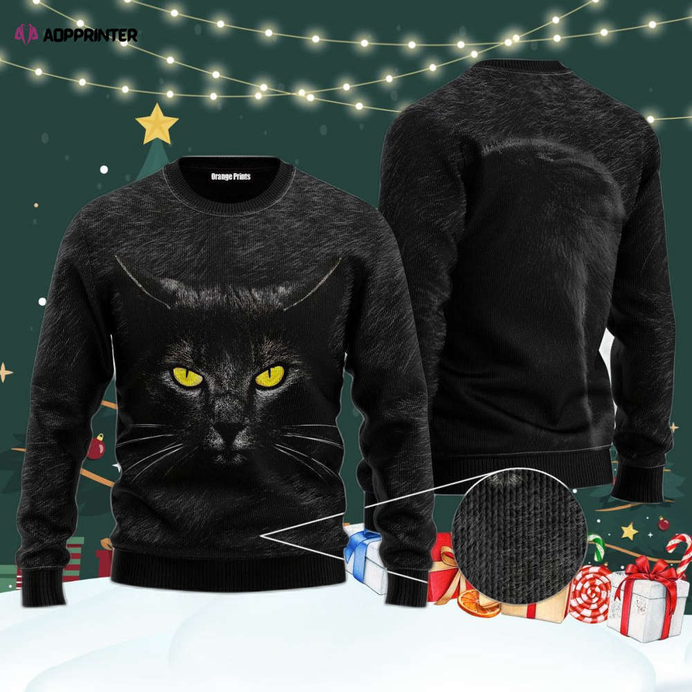 Black Cat Ugly Christmas Sweater For Men & Women UH1069