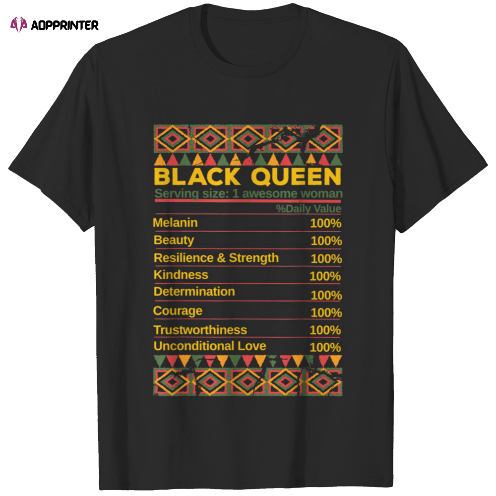 Black Queen Ingredient Table Juneteenth Proud Black Girl T-Shirt