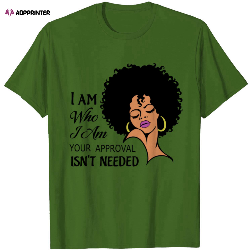 Black Queen Lady Curly Natural Afro African American Ladies T-Shirt